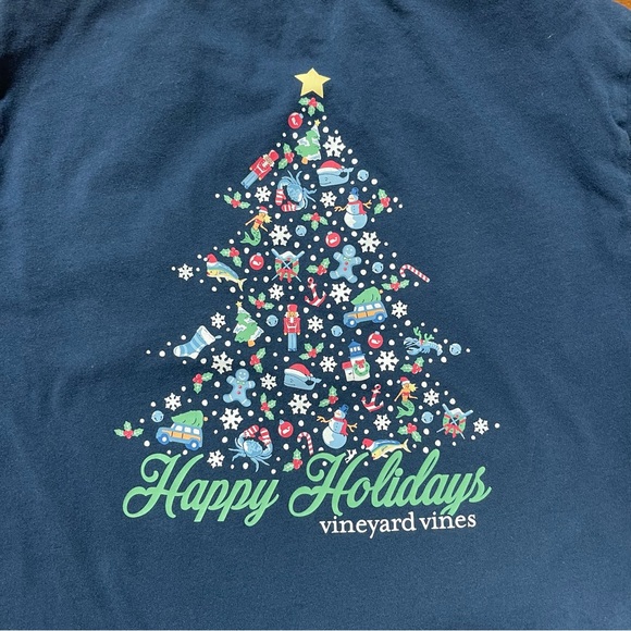 Vineyard Vines Christmas / Happy Holidays Long Sleeve Shirt Size Medium (12-14) - Picture 7 of 9